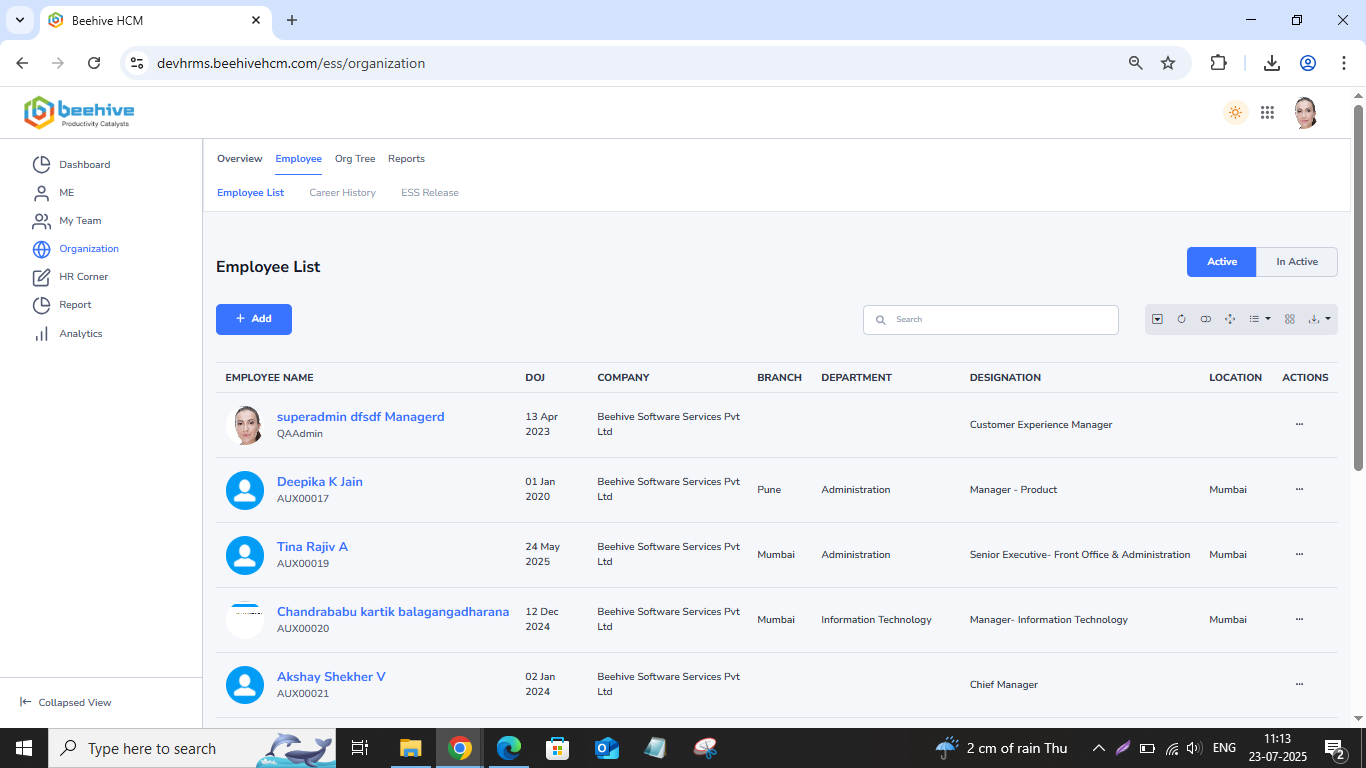 Organisation - Employee List